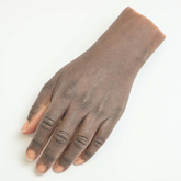 Close up of Silicone hand prosthesis with brown skin tone