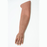 Silicone glove full arm length prosthesis with a brown skin tone