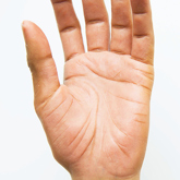 Close up of palm of Silicone prosthesis